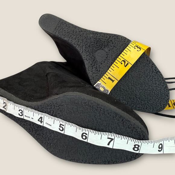 Mossimo Supply Co. Women 8 Black Ankle Bootie Faux Suede Fold Desert High Wedge - Picture 10 of 11